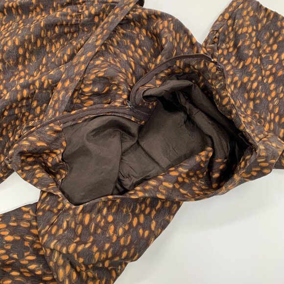 Vintage 50s Brown Printed Belted Sheath Wiggle Bombshell Dress S/M - Picture 11 of 12